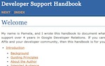 Screenshot of Developer Support Handbook